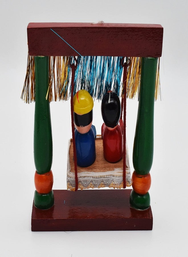 justhandmade Wooden Pair Doll in Swing - Showpiece/Home Decor/Gift (RED1) - Image 3